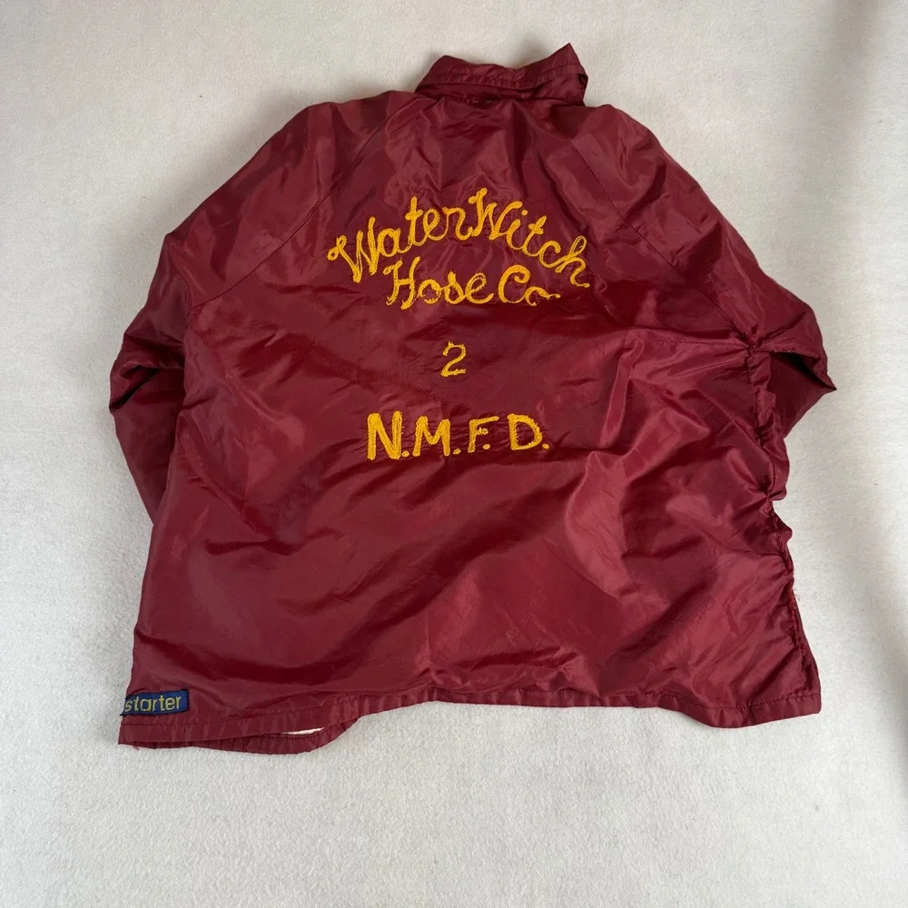 Vintage 70s Starter Coaches Jacket Burgundy Chain Stitch Water Witch Hose Large